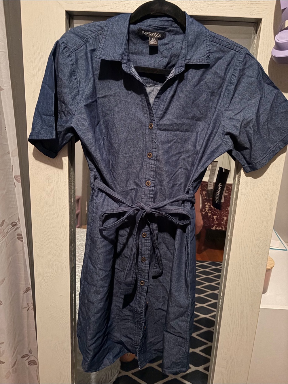 imPRESS Classic Denim Shirt Dress in Dark Blue